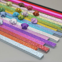 Paper card glitter hand-woven five-pointed star making multicolored long strip wishing star origami material strip bright powder