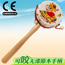 Rattle Zodiac cow 2021 baby hand-cranked drum Huolang drum Wave drum Log shaking drum Cowhide toy drum