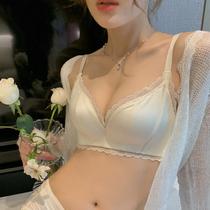 Unmarked underwear womens thin autumn and winter breast small Collection collection anti-sagging satin adjustment bra set