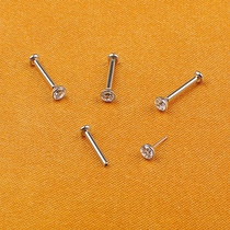 Nine full piercing 5A zircon hemmed head + base pin nose stud stud earrings high polish titanium alloy hypoallergenic