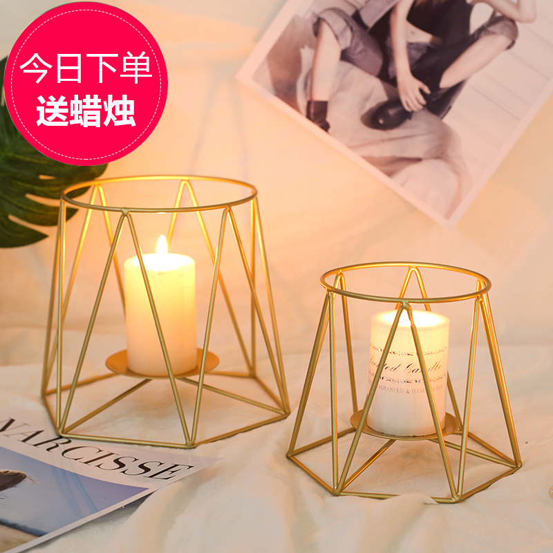 Candlelight dinner props candlelight arrangement Romantic Western Table Decoration Glass Candleholder decoration Nordic simple Romantic lamp