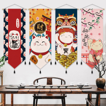 Japanese-style lucky cat fabric hanging painting bedroom restaurant decoration painting restaurant hanging flag bedside hanging cloth background wall cloth