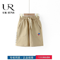 Outleys Clear Childrens Sports Shorts 2023 New Model in the Summer New Child Embroidery Pure Cotton Five Pants