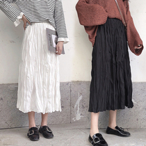 Pregnant women spring and autumn 2021 new fashion pregnant women skirt belly support loose pleated skirt medium and long wild A-line skirt