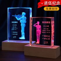 Veterans souvenirs for comrades-in-arms gifts Customized creative military troops veterans retired meritorious crystal ornaments