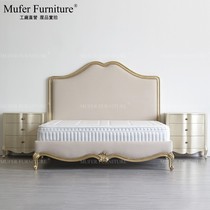 Mu Fei furniture) American Neoclassical light luxury solid wood bed 1 8 meters master bedroom European modern simple fabric double bed