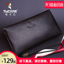 Woodpecker Mens Handbag Genuine Leather Large Capacity Hand Holding Bag Business Mens Bau Leather Soft Leather Wallet Hand Grip Bag Lettering