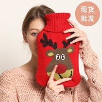 Cute autumn and winter plush cartoon enlarged rubber hot water bag water injection knitted 2000ml warm water bag warm hand treasure female