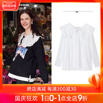 Happy house maternity knits sweater lace big lapel fashion knitted top solid color 2021 New European and American long sleeves