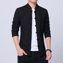 Chinese style mens tunic mens youth Hanfu embroidered jacket Chinese Tang suit jacket mens autumn and winter trend