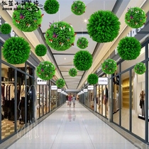 School shop shopping mall creative charm simulation grass ball Plastic grass ball Green plant grass ball roof decoration hanging flower