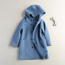Double-sided cashmere coat boys and girls 2021 autumn and winter New Korean version of foreign style woolen coat childrens woolen coat