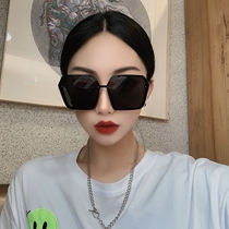 Large frame black borderless glasses polarized mirror sunglasses female driving mirror square big face sun glasses Korean version