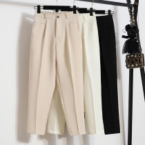 Fat mm thin pants ankle-length pants size womens summer 2021 New High waist suit pants casual straight pants