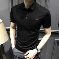 Summer 2021 new short-sleeved polo shirt mens high-end mens lapel T-shirt ice silk slim-fit Paul business mens clothing