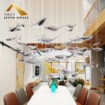 Hotel atrium charm electroplated fish Restaurant living room air decoration pendant Charm fish creative sales office pendant