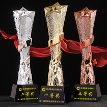 Trophy custom custom five-pointed star thumbs excellent staff metal resin creative football anniversary crystal trophy