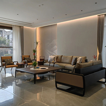 New Chinese sofa Combined modern minimalist North American Huaches wood genuine solid wood large family living room leather art sofa