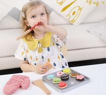 Korean cute wooden simulation cookie baking tray set ins Wind childrens house toy gift