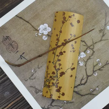 流】煎茶道具 斑竹 湘妃竹茶合 茶巾筒 KY435