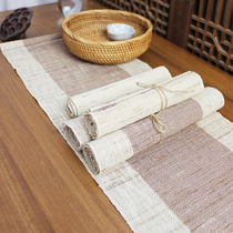 Custom Ramie Chinese Zen cotton and linen tea mat tea flag fabric tablecloth tea ceremony summer cloth Japanese hand-woven table flag