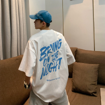 @Fangshao mens summer youth trend letter printing short-sleeved mens ins Korean bf wind casual half-sleeve T-shirt