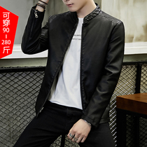 Tide brand mens leather jacket coat 2021 Autumn New Korean slim trend handsome plus velvet motorcycle leather jacket