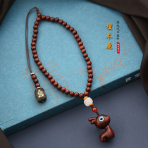 Creative One road Ping An sandalwood Deer Car Rearview Mirror Pendant Cute Car Accessories Car Hanging Pendant Male And Female Hanging Ornament