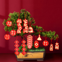 National Day housewarming New home decoration bonsai decoration Xiaofu word pendant New home small red lantern Fortune tree pendant