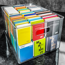 Book storage box transparent plastic storage box toy snacks Senior high school classroom table book basket