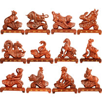 Emperor Zu peach wood twelve Zodiac ornaments wood carving mouse cow Dragon Horse Sheep Monkey chicken dog pig rabbit living room home accessories