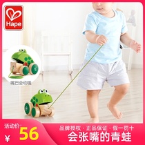 hape drag frog baby toddler toy pull car Children pull rope baby pull line traction 1-2 years old drag