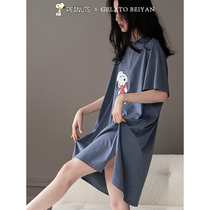 Beyan History Nubi Sleep Skirt Woman Summer Han Edition Loose Sleepwear Thin Lady Cuddly Cool cool cotton Home Clothing Dress
