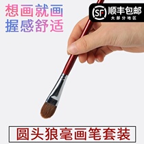 Wolf brush gouache watercolor oil painting Acrylic brush set Yuanfeng Wolf brush painting beginner hand-painted students with row pen