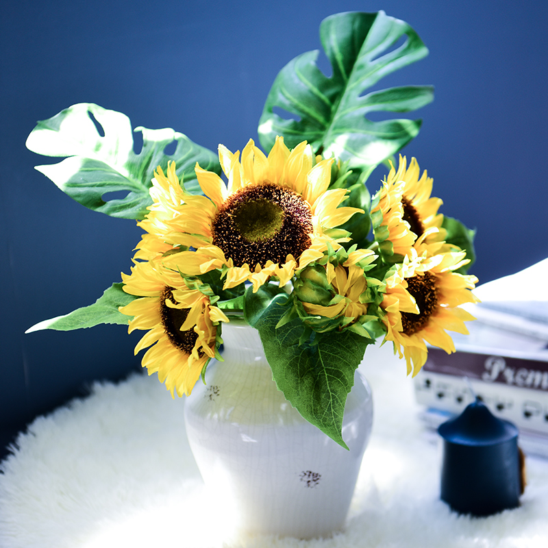 Sunflower simulation flower bouquet decoration dry vase living room decorative flower decoration flower arrangement decoration set