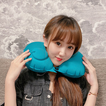 Press inflatable U-shaped pillow neck pillow travel artifact neck portable aircraft nap blowing travel pillow U-shaped pillow