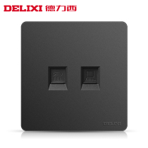 Delixi type 86 wall household 2 two-digit telephone computer socket network cable network network port panel integrated black