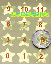 Gold Star Type Number Sticker 1-50 Waterproof Label Goblet Water Cup Textbook Management Kindergarten Sticker
