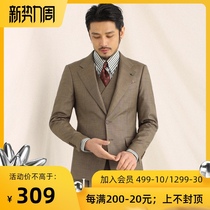  CULTUM business gentleman suit mens suit trend slim single-breasted casual four seasons suit single west three-piece suit