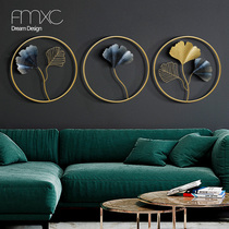 Porch pendant sofa TV background wall decoration modern light luxury wall decoration metal ginkgo leaf Chinese wall hanging