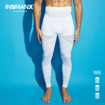 INSMANX mens sculpting pants plastic pants plastic leg lifting hips bottoming leggings sports compression shaping ankle-length pants