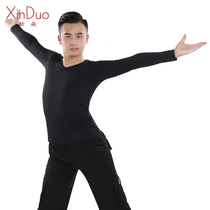 Xinduo mens Latin top Short-sleeved Latin dance practice suit V-neck breathable practice suit National standard modern dance suit