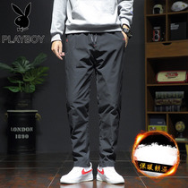 Playboy winter down pants men wear thickened warm white goose down tide brand casual plus size pants mens underwear