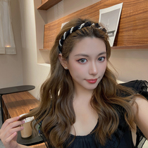 Korean princess style pearl hairpin hairband female summer fairy headdress net red 2021 new retro French headband