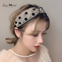 Korean net celebrity sweet wide-brimmed hairpin hairband female wild girl simple polka dot out-of-office headband mesh hairband