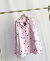 Euro single cardigan long sleeve tops Pajama home Pure cotton-ground plush cloth Oversized loose pink heart shape
