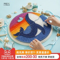 Blue whale diy handmade birthday gift material package creative winding painting decoration nail painting decoration hanging painting