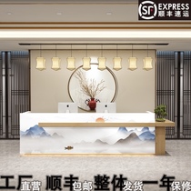 New Chinese style cashier Retro bar custom corner Simple company Chinese style front desk counter Commercial reception desk