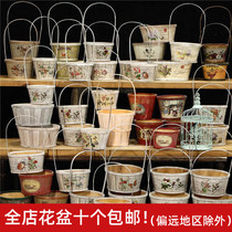 Large collection of solitary products-American home accessories antique old wooden flower arrangement portable flower basket flower basket flower pot flower pot
