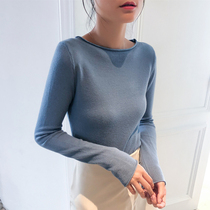 Autumn and winter 2021 new foreign style slim collar long sleeve bottoming sweater sweater women
